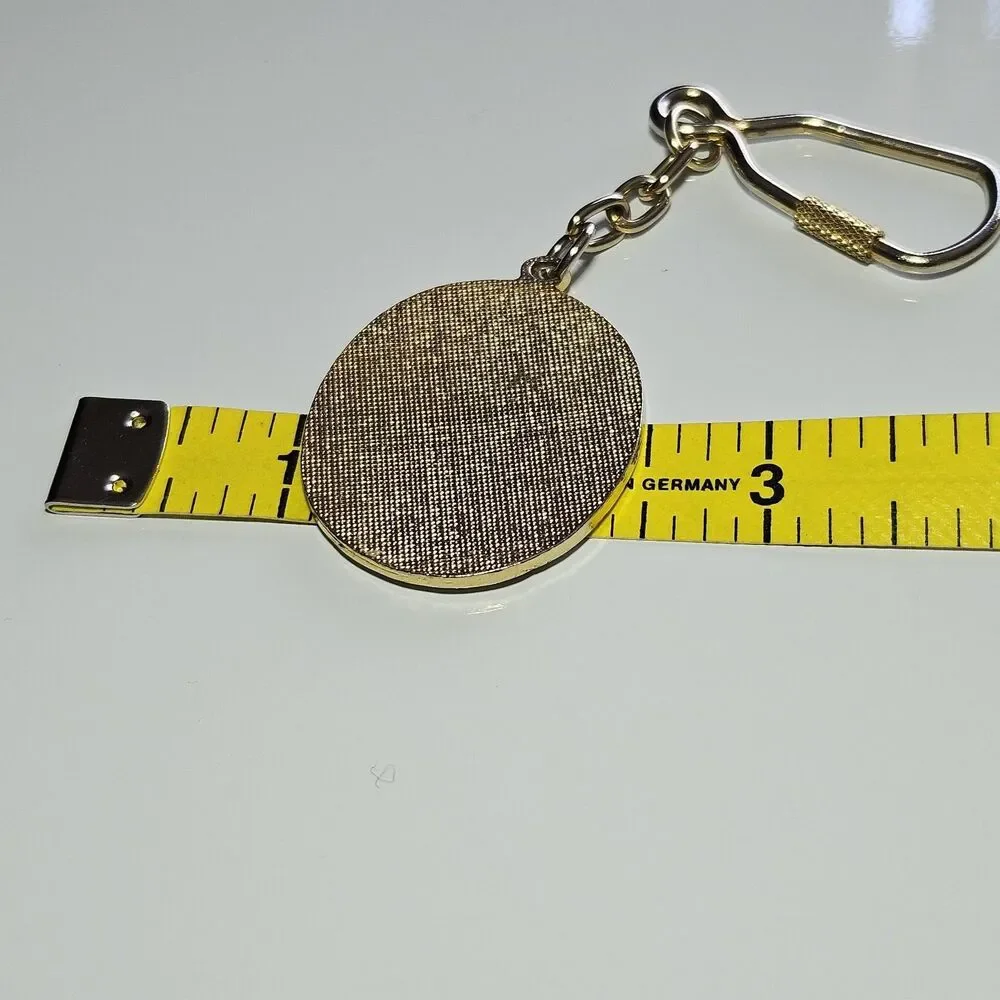 Vintage Enamel statendam Ship Oval gold tone Keychain Keyring